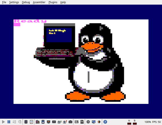 La fenêtre de TuxAPE : le manchot Tux affiché par un CPC 6128.